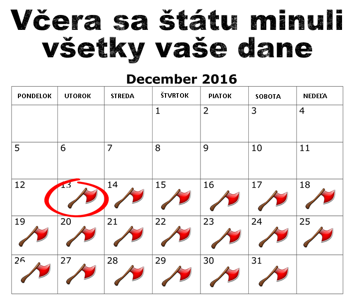 Včera sa štátu minuli všetky naše dane