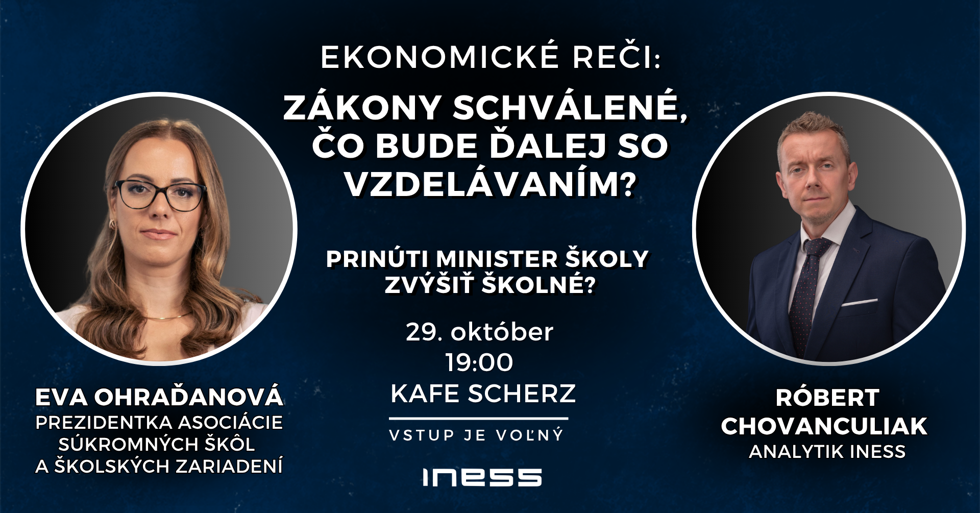 Pozvánka na Ekonomické reči – Zákony schválené, čo bude ďalej so vzdelávaním?