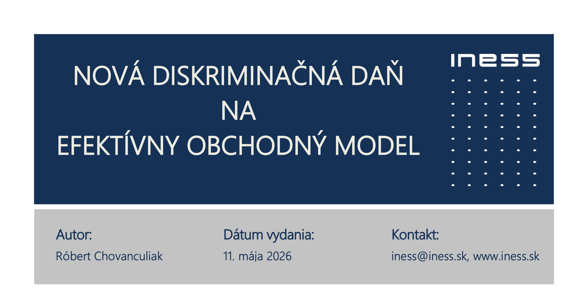 Nová diskriminačná daň na efektívny obchodný model