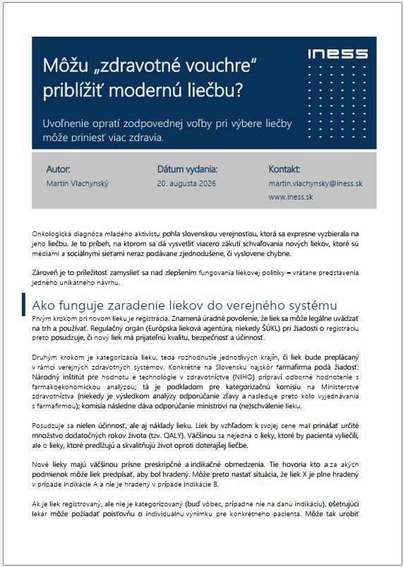 Môžu „zdravotné vouchre“ priblížiť modernú liečbu rakoviny?